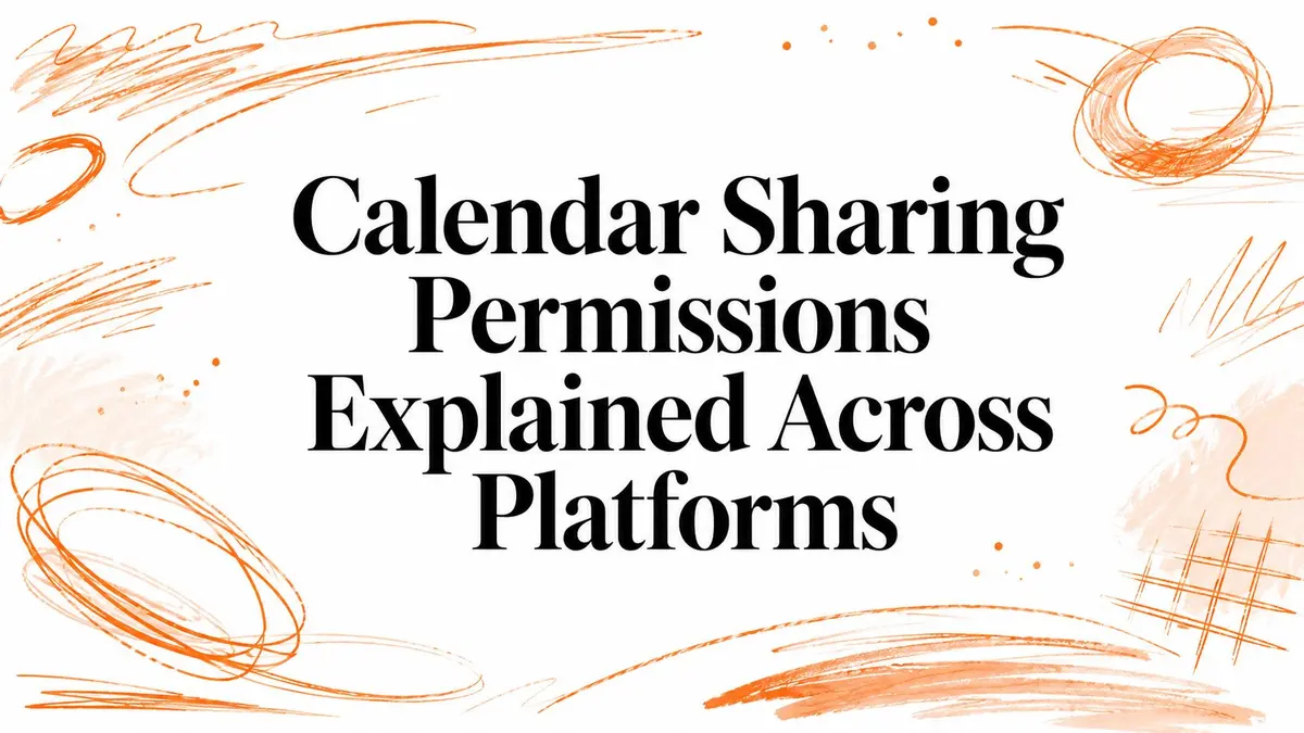 Illustration avec le texte Calendar Sharing Permissions Explained Across Platforms sur un fond blanc.