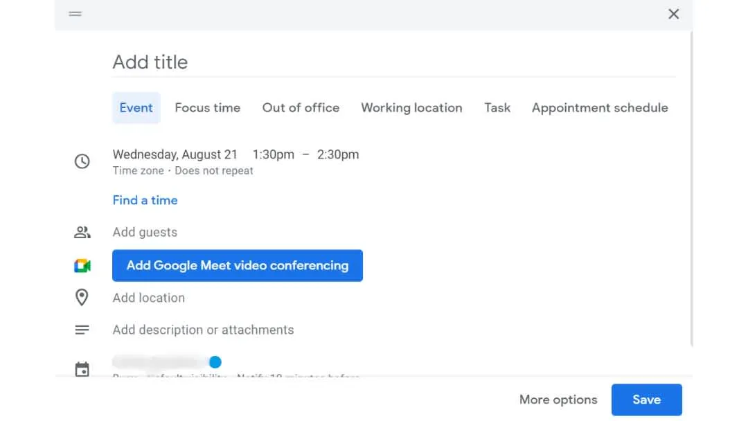 funcionalidad de buscar un horario al crear un evento