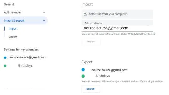 Importa o exporta un calendario a tu Google Calendar