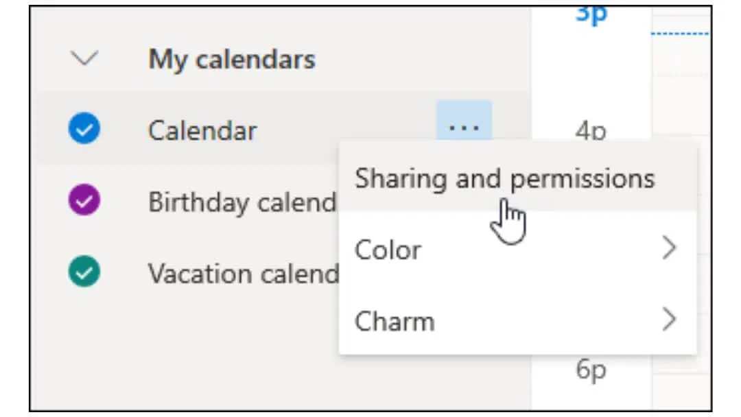 Para compartir Outlook Calendar