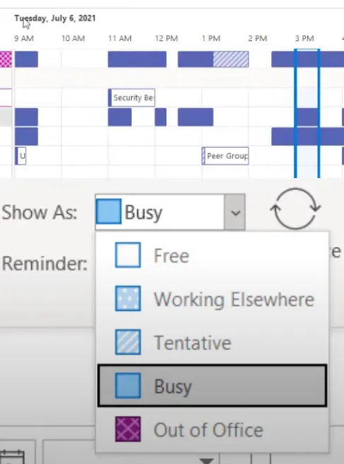 Codificación por colores de disponibilidades con el Asistente para programación de Outlook