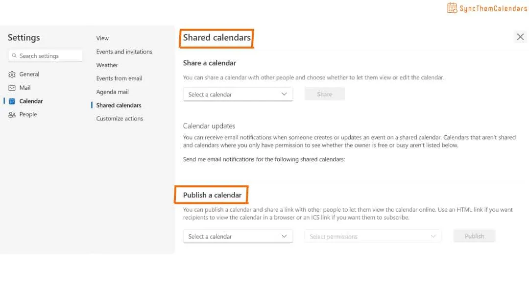 Calendario de Outlook compartido