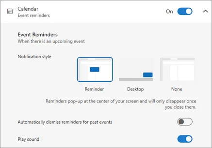 recordatorio de evento de outlook calendar