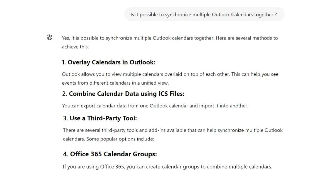 ¿Es posible sincronizar varios calendarios de Outlook juntos?