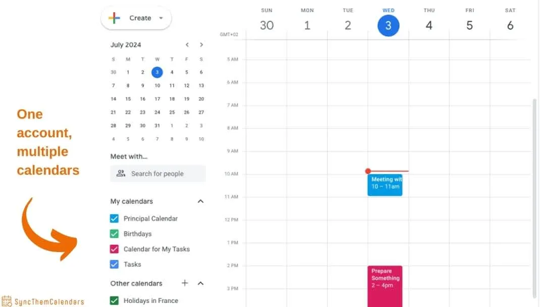 Una cuenta y múltiples calendarios